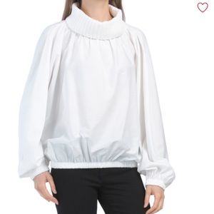 ZARA Knit top cowl collar balloon sleeve size XS-S, white.
